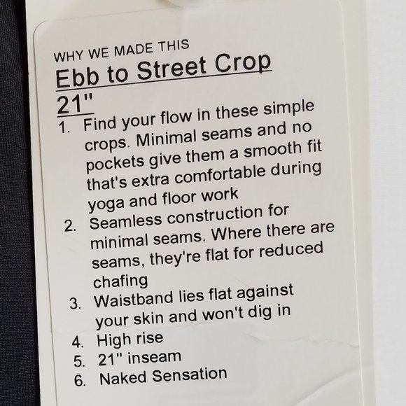 lululemon Ebb to Street Highrise Crops - 8 - NWT's - Picture 5 of 5